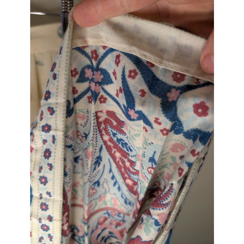 Vintage 80s Sears Pleated Paisley Maxi Skirt Border Print Cream Boho Size 14 - Picture 5 of 8